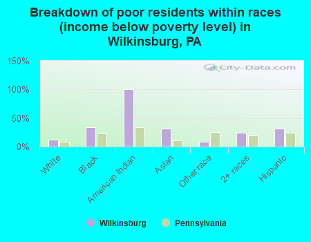 Breakdown of poor residents within races (income below poverty level) in Wilkinsburg, PA