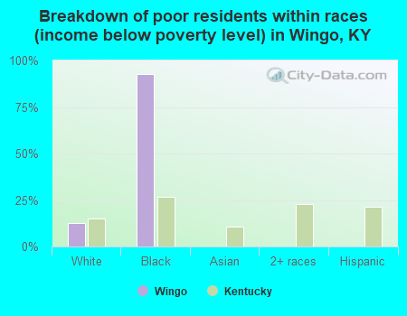 Breakdown of poor residents within races (income below poverty level) in Wingo, KY