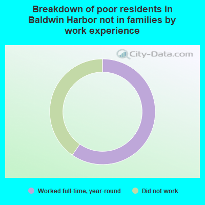 Breakdown of poor residents in Baldwin Harbor not in families by work experience