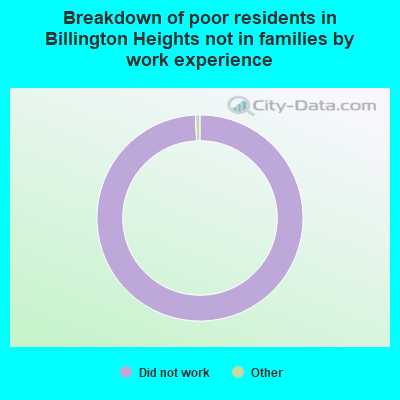 Breakdown of poor residents in Billington Heights not in families by work experience