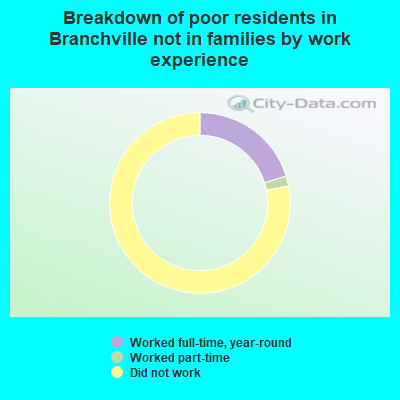Breakdown of poor residents in Branchville not in families by work experience