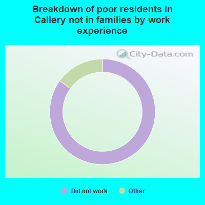 Breakdown of poor residents in Callery not in families by work experience
