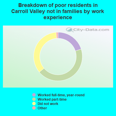Breakdown of poor residents in Carroll Valley not in families by work experience