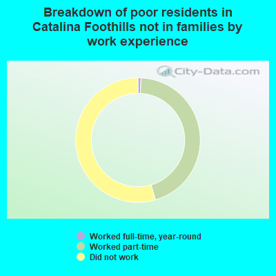 Breakdown of poor residents in Catalina Foothills not in families by work experience