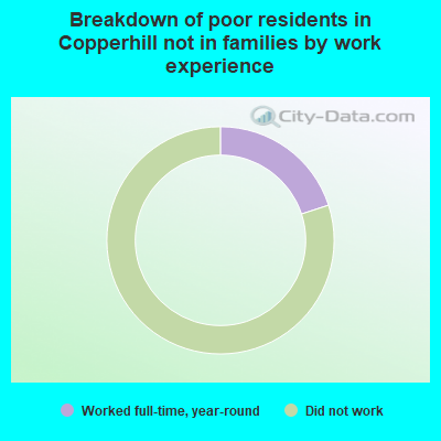 Breakdown of poor residents in Copperhill not in families by work experience