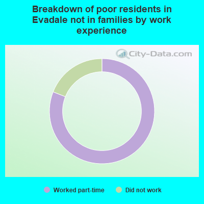 Breakdown of poor residents in Evadale not in families by work experience