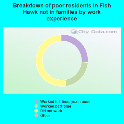 Breakdown of poor residents in Fish Hawk not in families by work experience