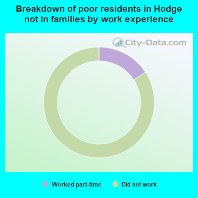 Breakdown of poor residents in Hodge not in families by work experience