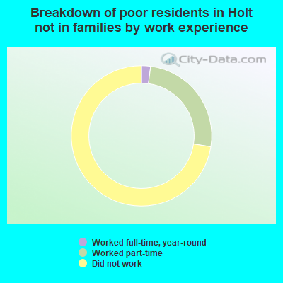 Breakdown of poor residents in Holt not in families by work experience