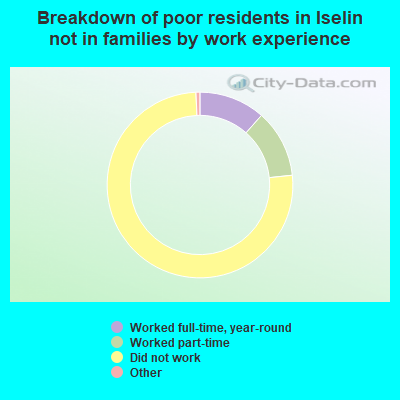 Breakdown of poor residents in Iselin not in families by work experience