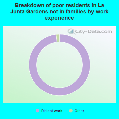 Breakdown of poor residents in La Junta Gardens not in families by work experience