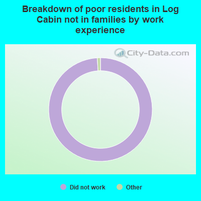 Breakdown of poor residents in Log Cabin not in families by work experience