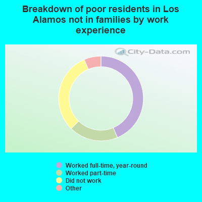 Breakdown of poor residents in Los Alamos not in families by work experience
