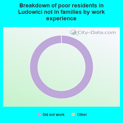 Breakdown of poor residents in Ludowici not in families by work experience