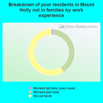 Breakdown of poor residents in Mount Holly not in families by work experience