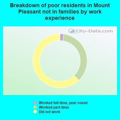 Breakdown of poor residents in Mount Pleasant not in families by work experience