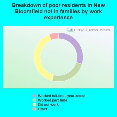 Breakdown of poor residents in New Bloomfield not in families by work experience