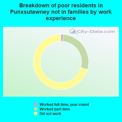Breakdown of poor residents in Punxsutawney not in families by work experience