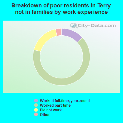 Breakdown of poor residents in Terry not in families by work experience