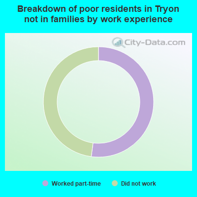Breakdown of poor residents in Tryon not in families by work experience