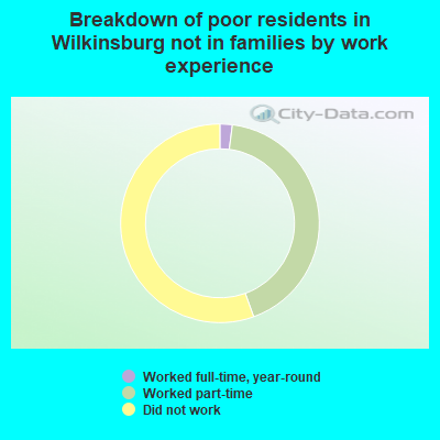 Breakdown of poor residents in Wilkinsburg not in families by work experience