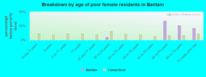 Breakdown by age of poor female residents in Bantam