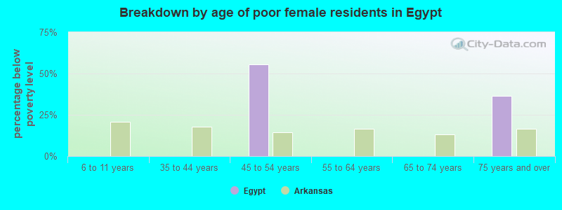 Breakdown by age of poor female residents in Egypt