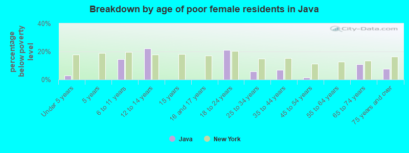 Breakdown by age of poor female residents in Java