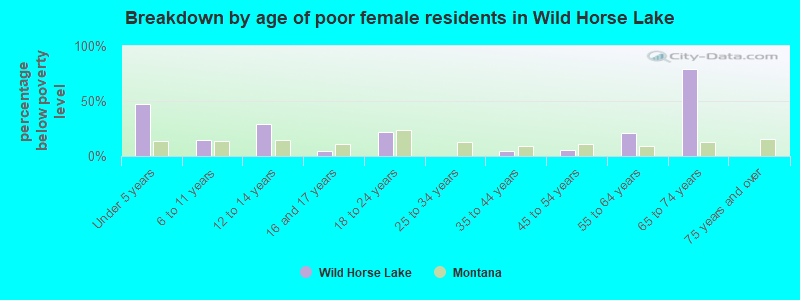 Breakdown by age of poor female residents in Wild Horse Lake