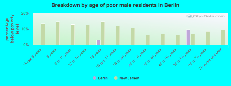 Breakdown by age of poor male residents in Berlin