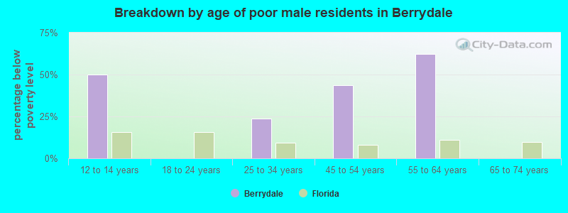 Breakdown by age of poor male residents in Berrydale