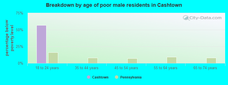 Breakdown by age of poor male residents in Cashtown