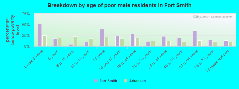 Breakdown by age of poor male residents in Fort Smith