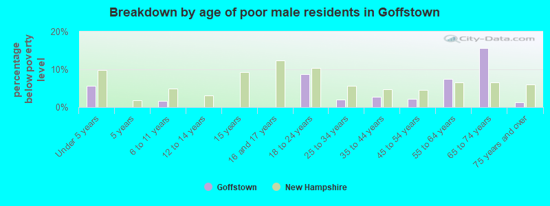 Breakdown by age of poor male residents in Goffstown