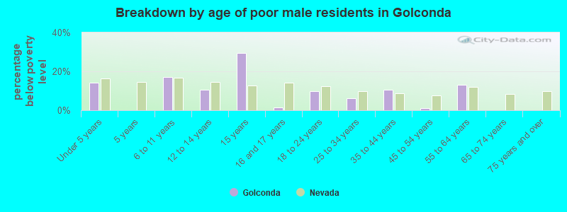 Breakdown by age of poor male residents in Golconda