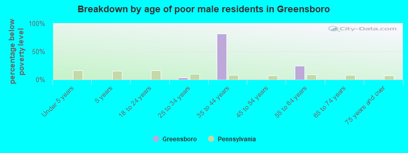 Breakdown by age of poor male residents in Greensboro
