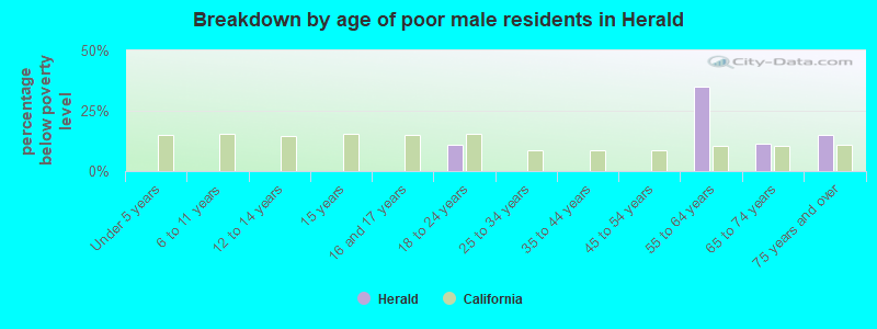 Breakdown by age of poor male residents in Herald