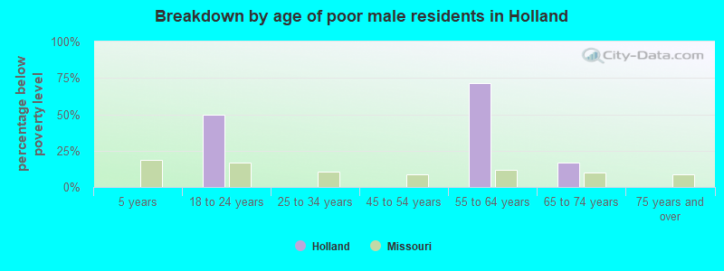 Breakdown by age of poor male residents in Holland