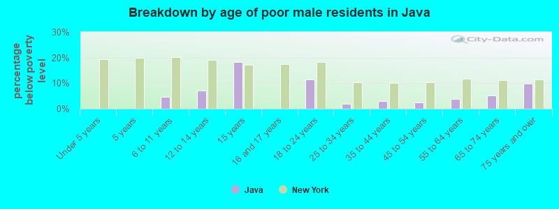 Breakdown by age of poor male residents in Java