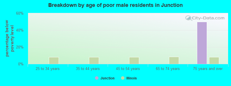 Breakdown by age of poor male residents in Junction