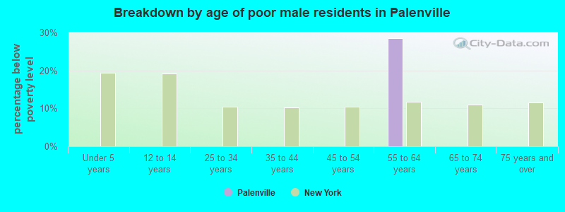Breakdown by age of poor male residents in Palenville