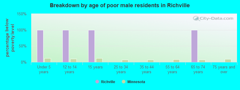 Breakdown by age of poor male residents in Richville