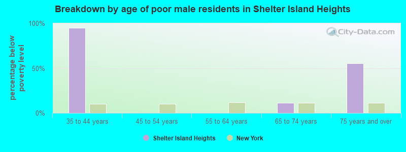 Breakdown by age of poor male residents in Shelter Island Heights