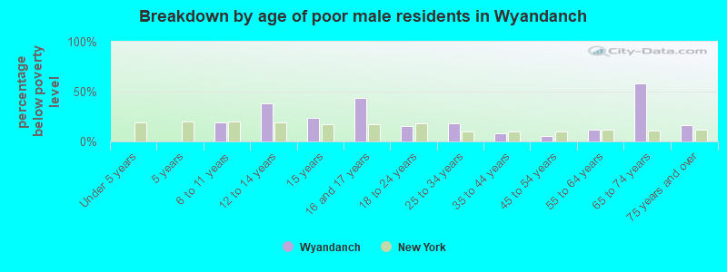 Breakdown by age of poor male residents in Wyandanch