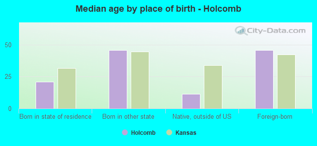 Median age by place of birth - Holcomb