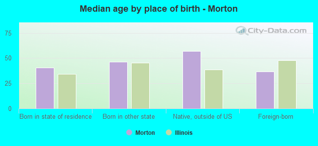 Median age by place of birth - Morton