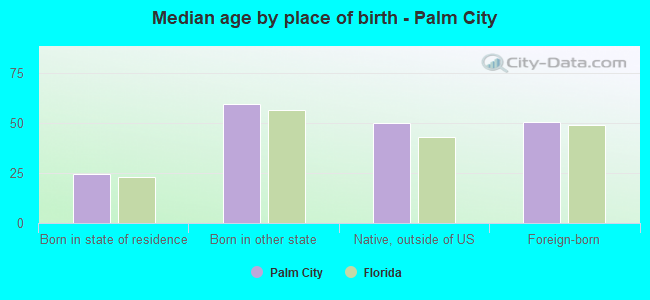 Median age by place of birth - Palm City