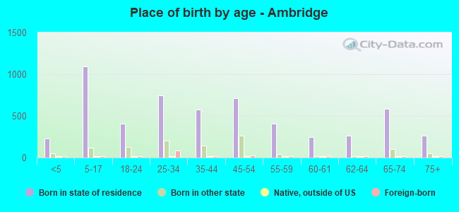 Place of birth by age -  Ambridge