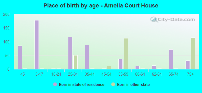 Place of birth by age -  Amelia Court House