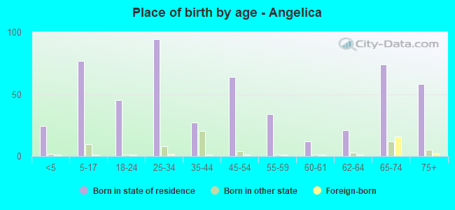 Place of birth by age -  Angelica